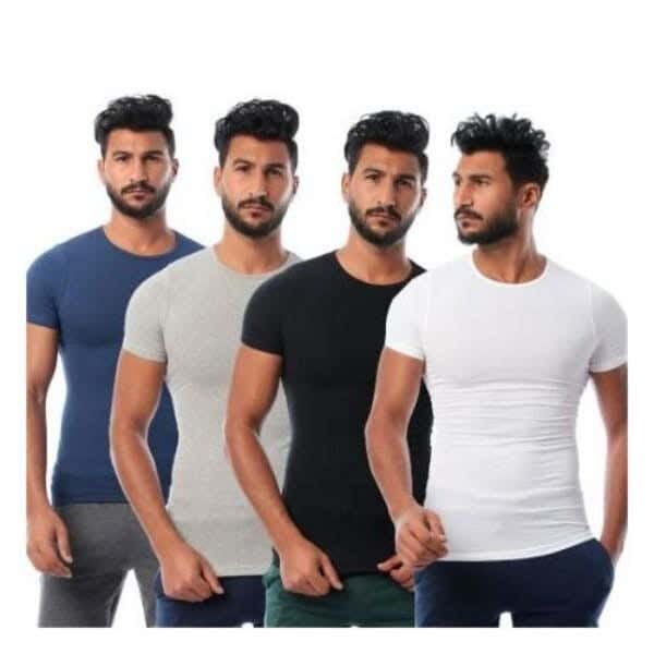 Dice Cotton Tank Top Set For Men, 4 Pieces - Multicolor