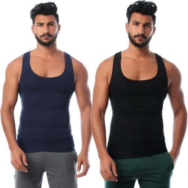 Dice Cotton Tank Top Set For Men, Two Pieces - Multicolor