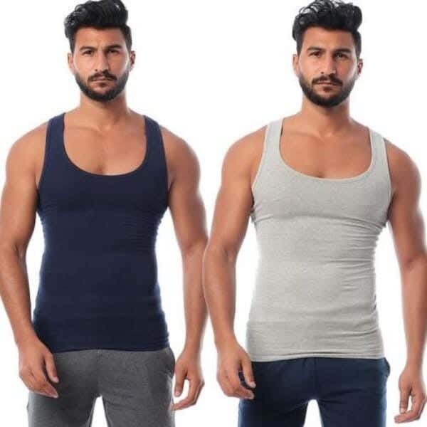 Dice Cotton Tank Top Set For Men, Two Pieces - Multicolor