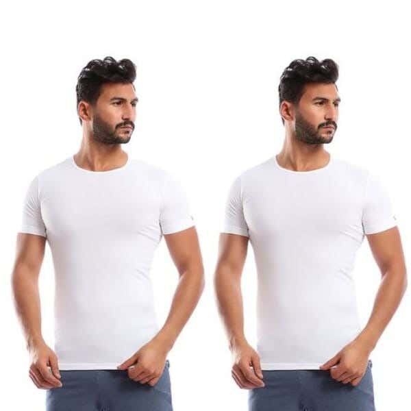 Cottonil Cotton Undershirts Set For Men, Two Pieces - White
