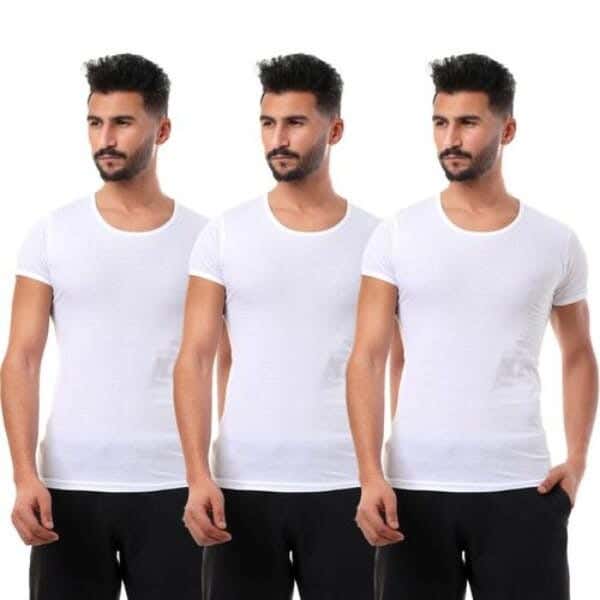 Cottonil Cotton Undershirts Set For Men, 3 Pieces - White