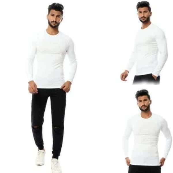 Dice Cotton Undershirts Set For Men, 3 Pieces - White