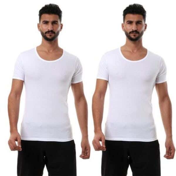 Cottonil Cotton Undershirts Set For Men, Two Pieces - White