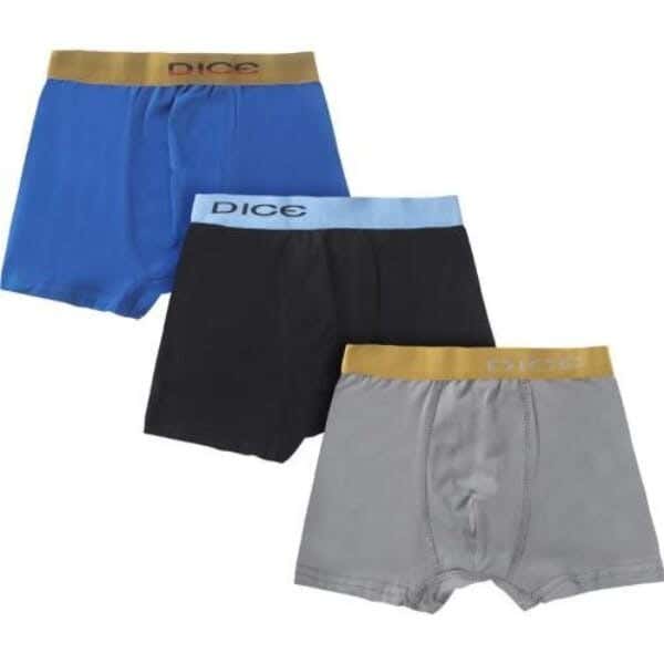 Dice Cotton Boxer Set For Boys, 3 Pieces - Multicolor