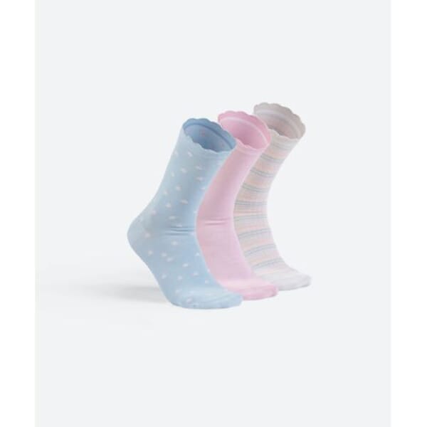 Solo Cotton Sock Set For Womens, 3 Pieces, One Size - Multicolor