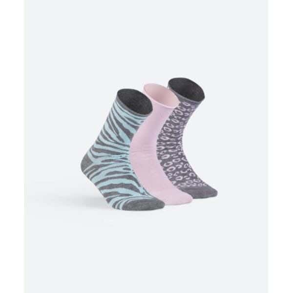 Solo Cotton Sock Set For Womens, 3 Pieces, One Size - Multicolor