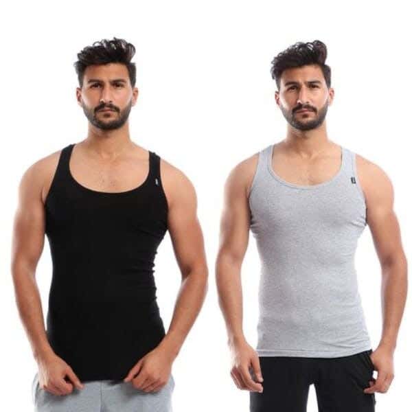 Cottonil Cotton Tank Top Set For Men, Two Pieces - Multicolor