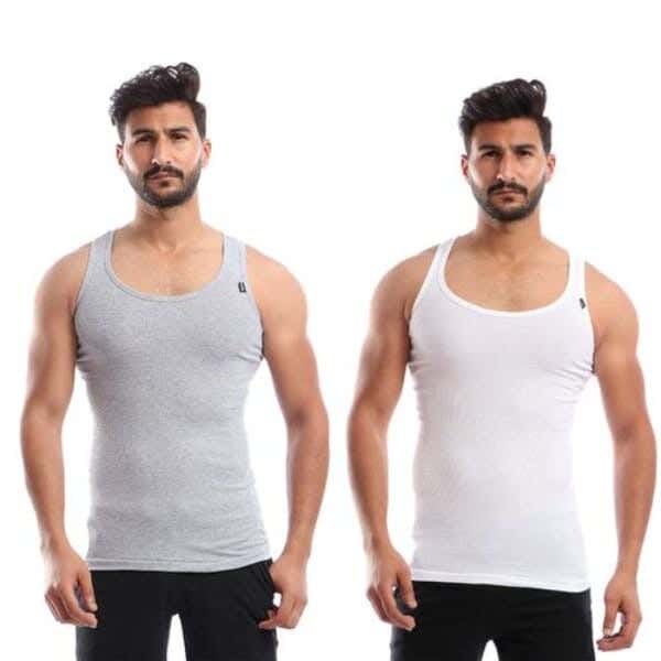 Cottonil Cotton Tank Top Set For Men, Two Pieces - Multicolor
