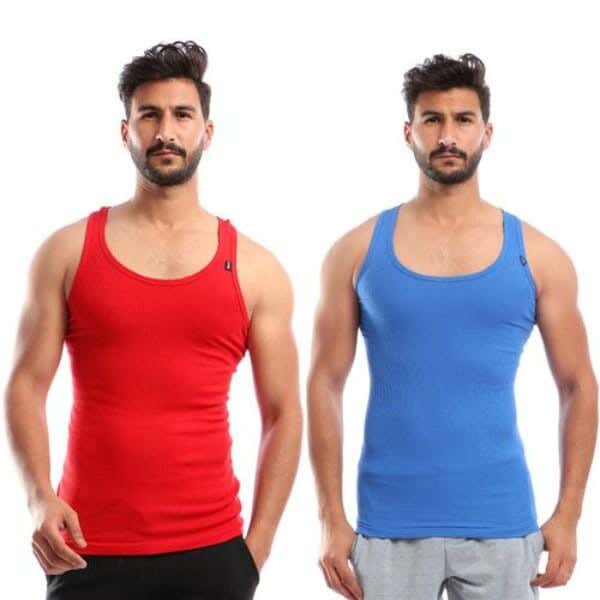 Cottonil Cotton Tank Top Set For Men, Two Pieces - Multicolor