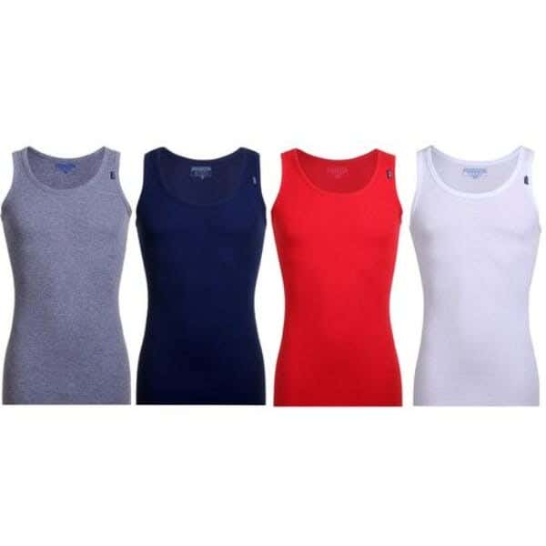 Cottonil Cotton Tank Top Set For Men, 4 Pieces - Multicolor