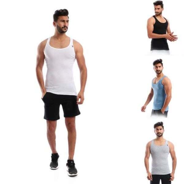 Cottonil Cotton Tank Top Set For Men, 4 Pieces - Multicolor