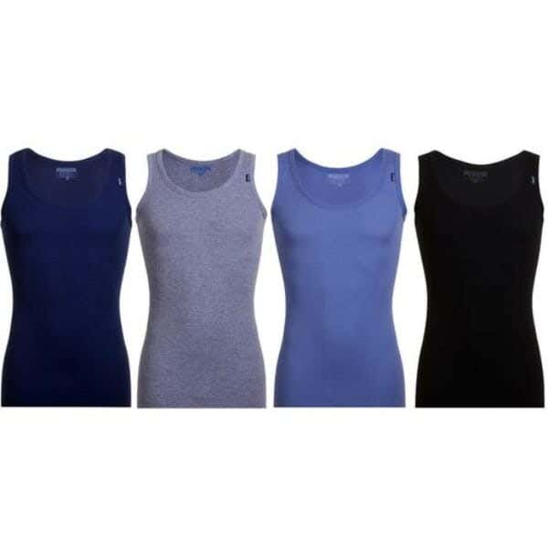 Cottonil Cotton Tank Top Set For Men, 4 Pieces - Multicolor