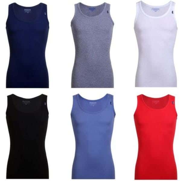 Cottonil Cotton Tank Top Set For Men, 6 Pieces - Multicolor