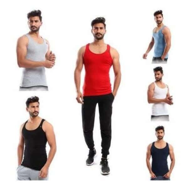 Cottonil Cotton Tank Top Set For Men, 6 Pieces - Multicolor