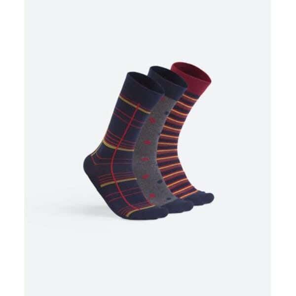 Solo Cotton Sock Set For Men, 3 Pieces, One Size - Multicolor