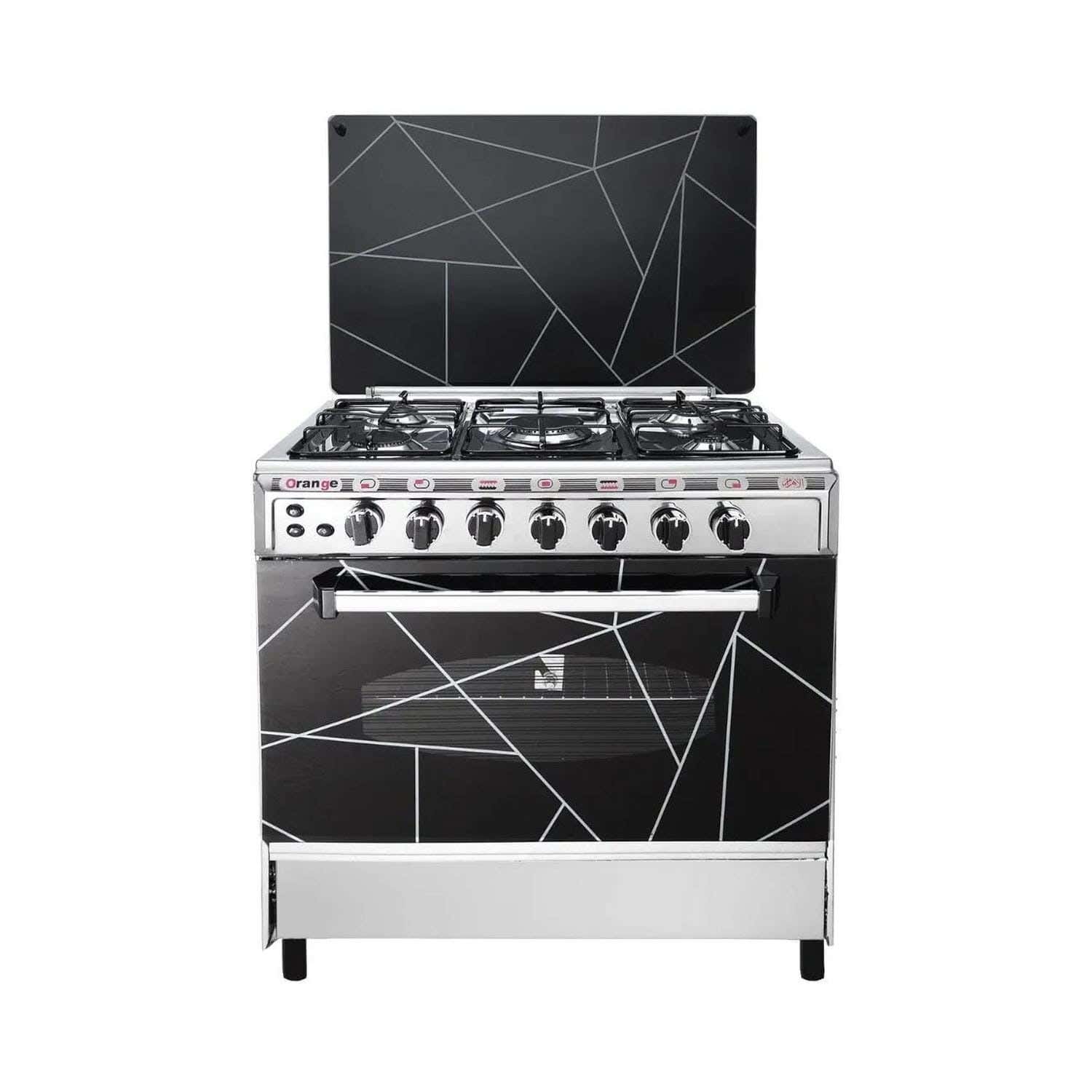 Al-Ahram Cooker, Stainless steel Surface, 5 Burners, 80×60 cm - Silver Black