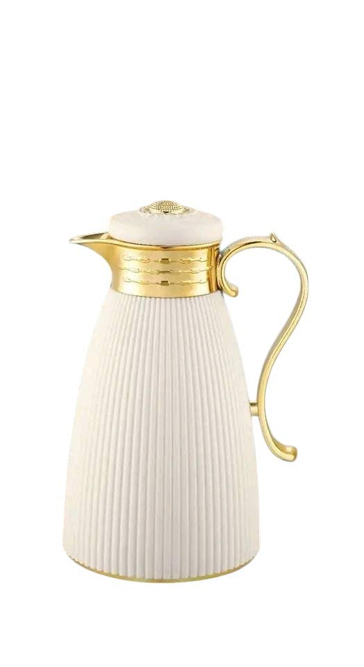 Elandalos Plastic Thermos, Glass Core, 1 litre - White Gold
