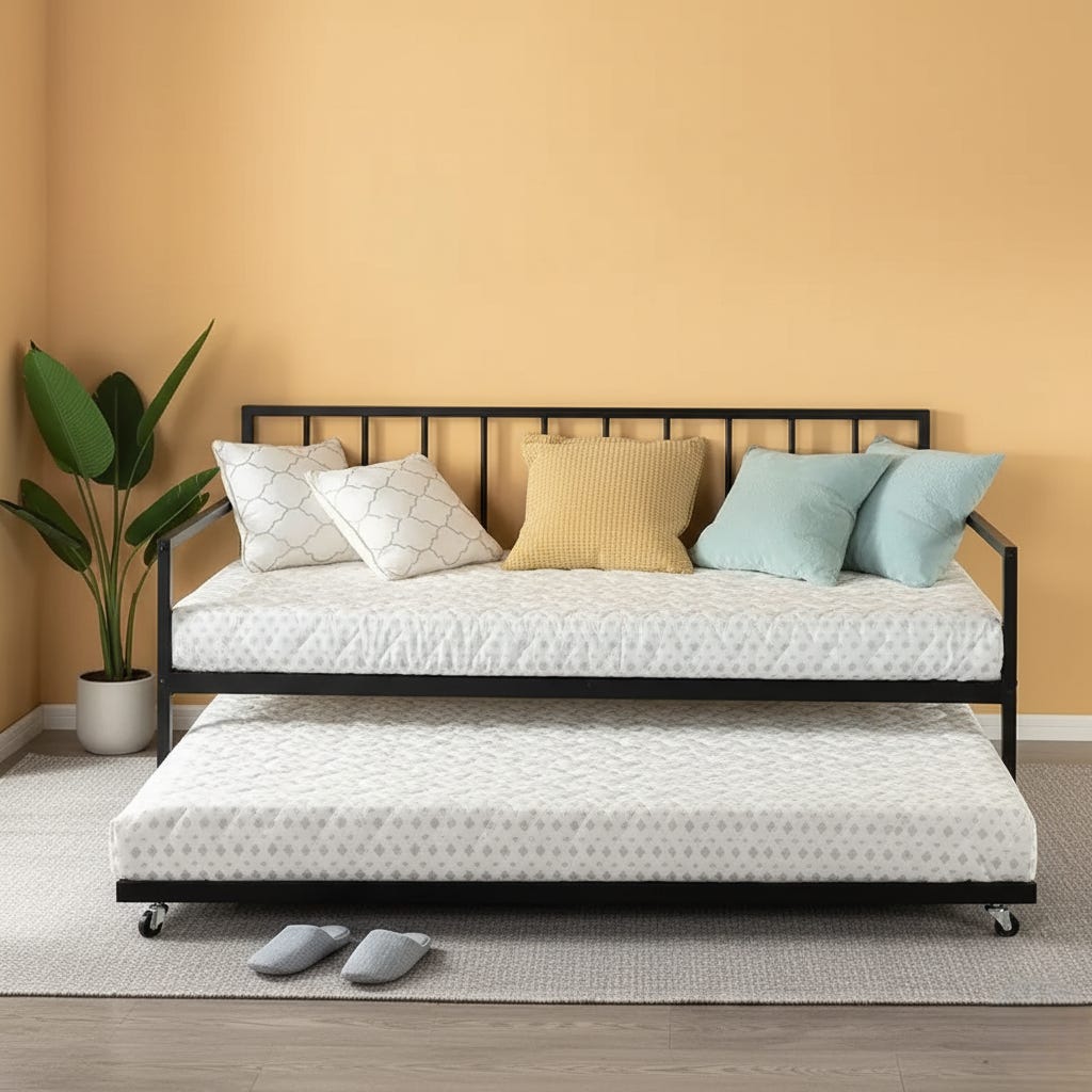 Steel Modern Bed, 100x200x100 Cm - Black