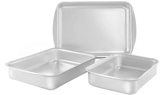 Al-Ahram Aluminum Oven Casserole Set, 3 Pieces - Silver