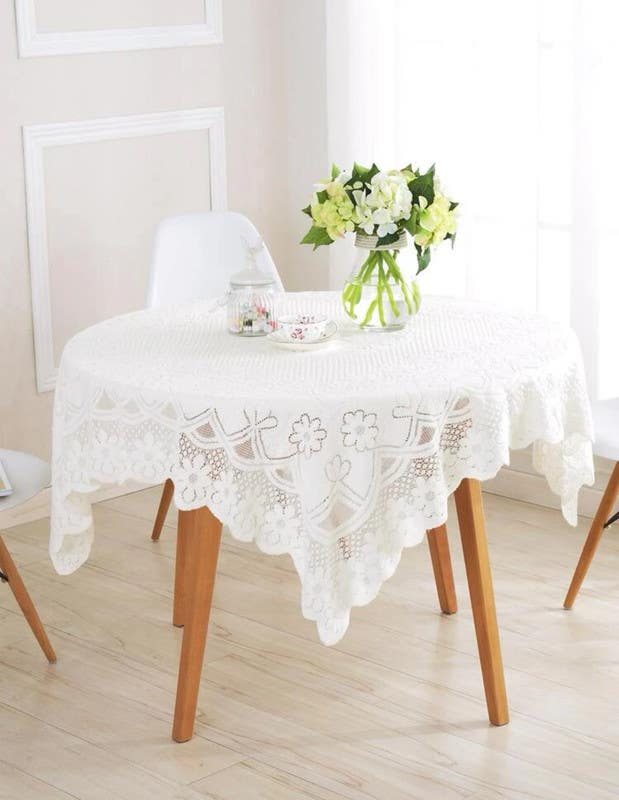 Lace Tablecloth, 150×150 cm - White