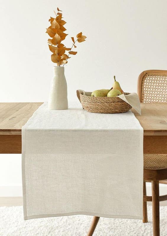 Soft Linen Tablecloth, 150×50 cm - Off White
