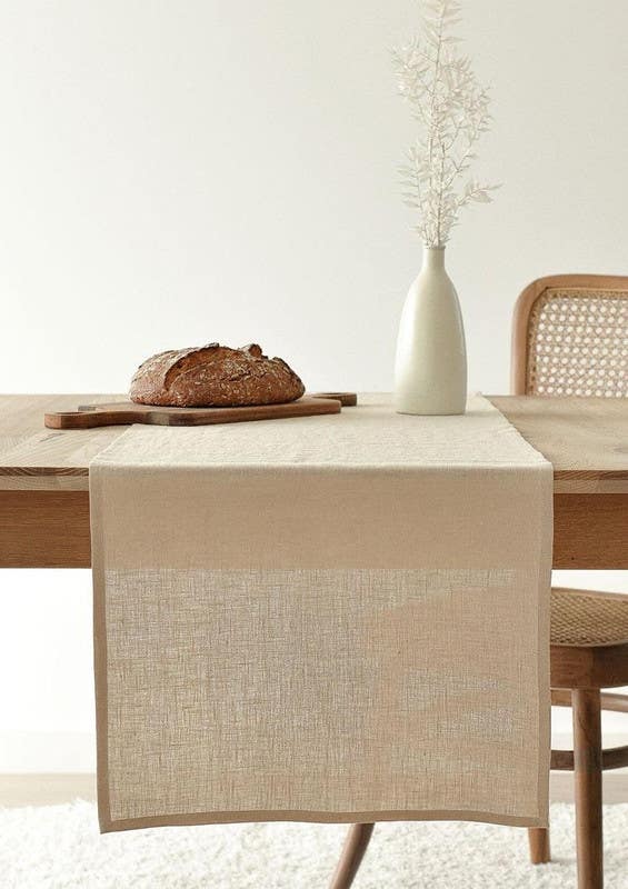 Soft Linen Tablecloth, 150×50 cm - Beige