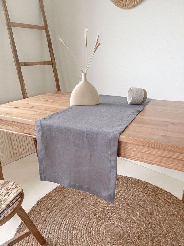 Soft Linen Tablecloth, 150×50 cm - Grey