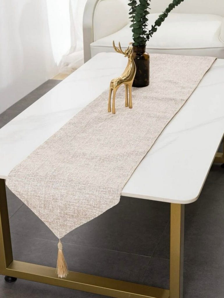 Linen Dining Tablecloth, 150x50 cm - Beige
