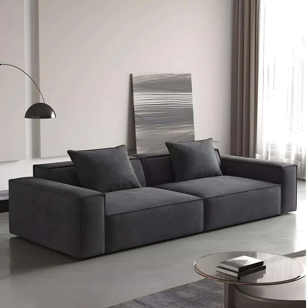 Beech Wood Sofa, Fabric Linen, 210×80×80 Cm - Grey