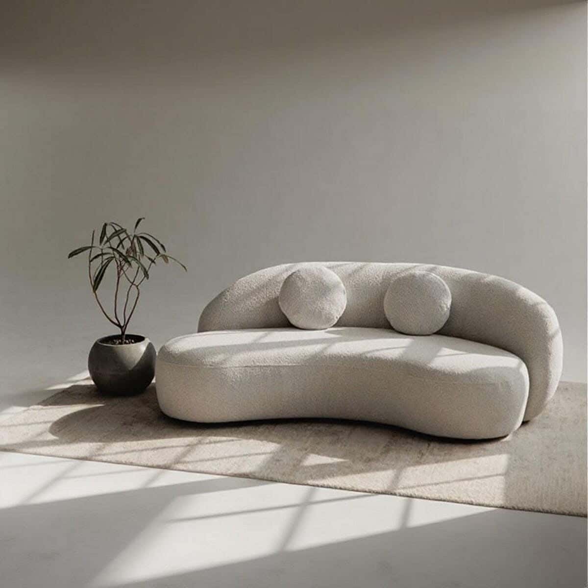 Beech Wood Sofa, Fabric Towel Cloth, 180×80×75 Cm - Off White