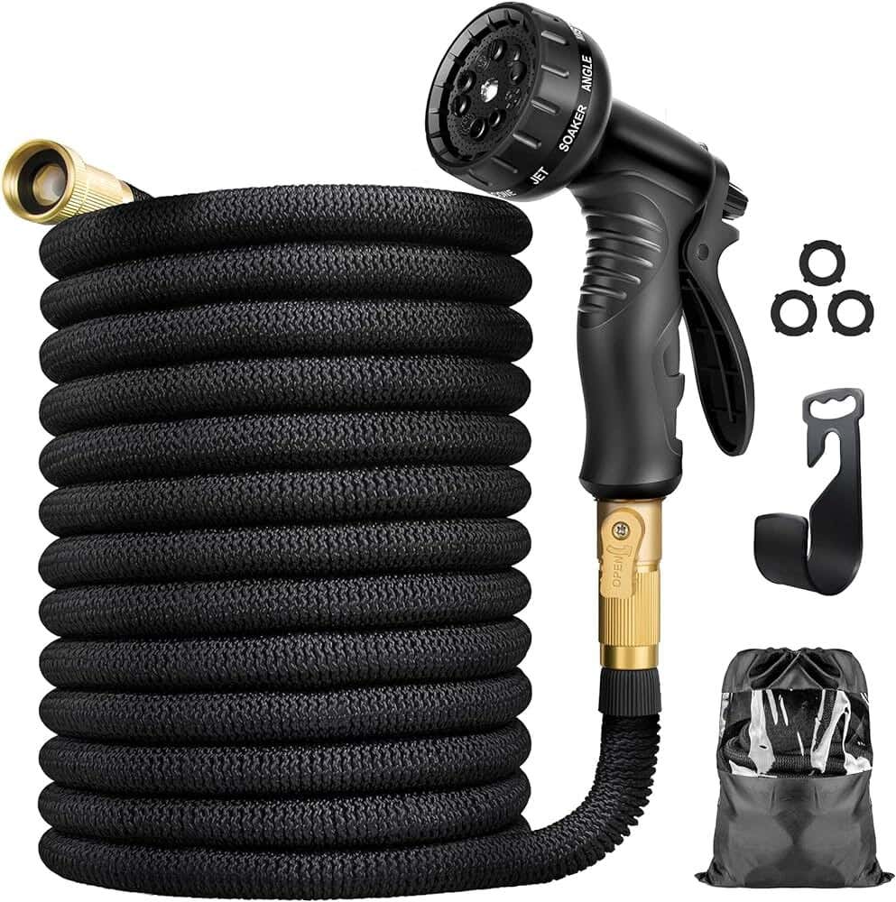 Telescoping water hose 8 mode - black