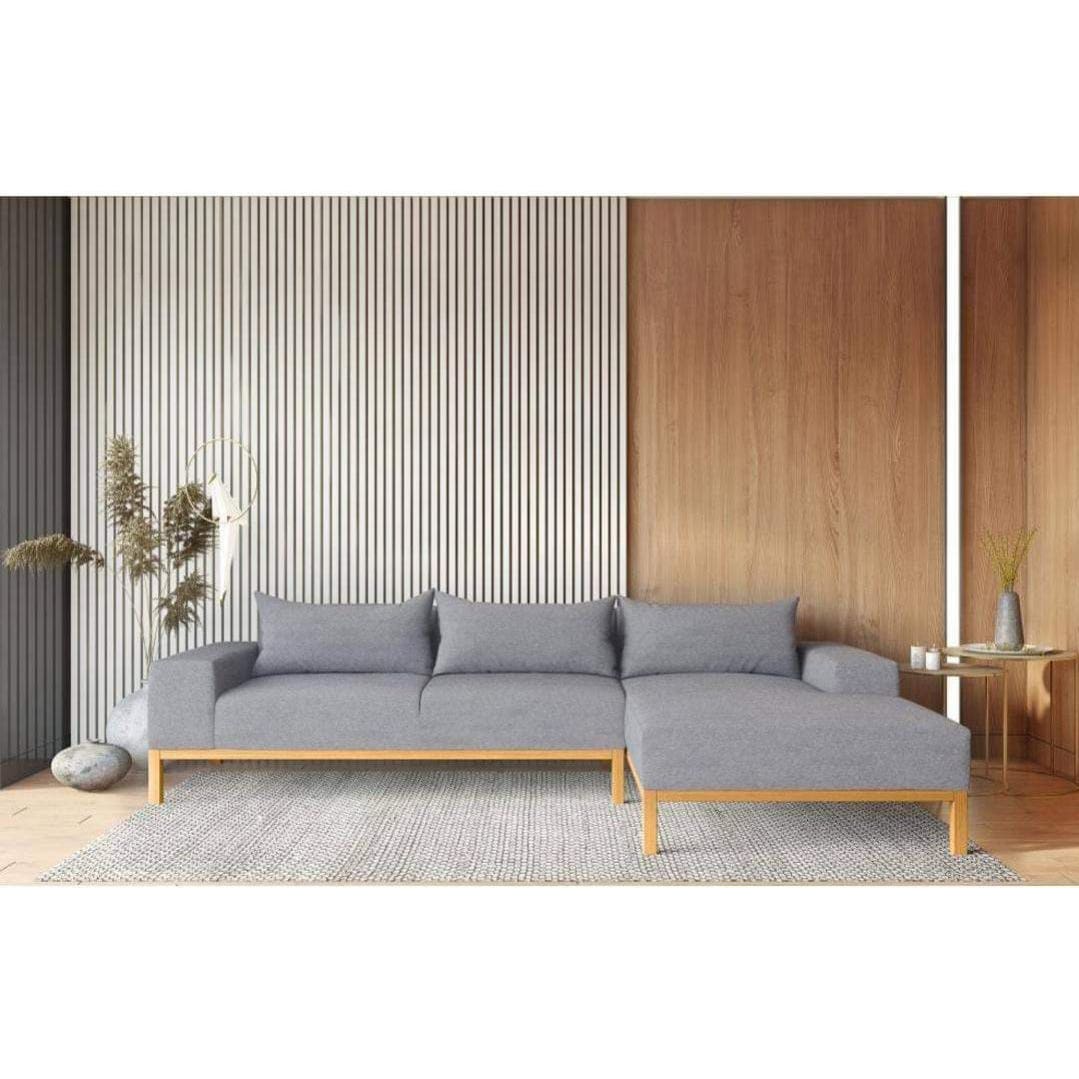 Red Beech Wood Corner, 60×260×180 cm - Grey