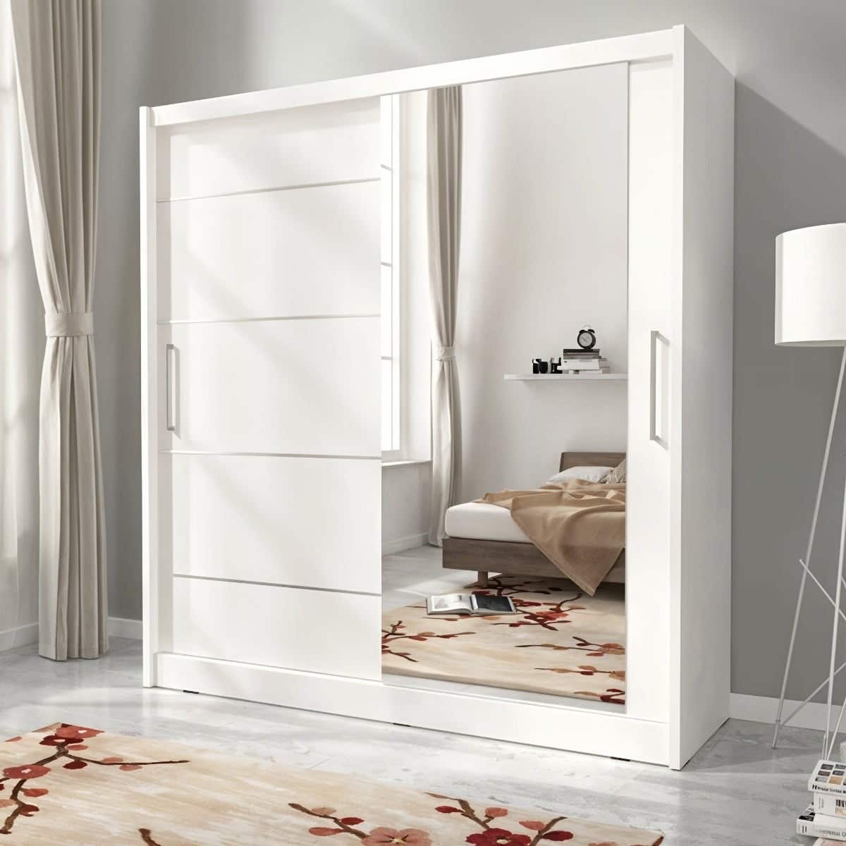 Wardrobe MDF Wood Covered With HPL Layer, 220×120×50 cm - White