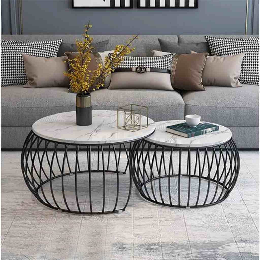 Steel Center Table Set, 2 Pieces - Black