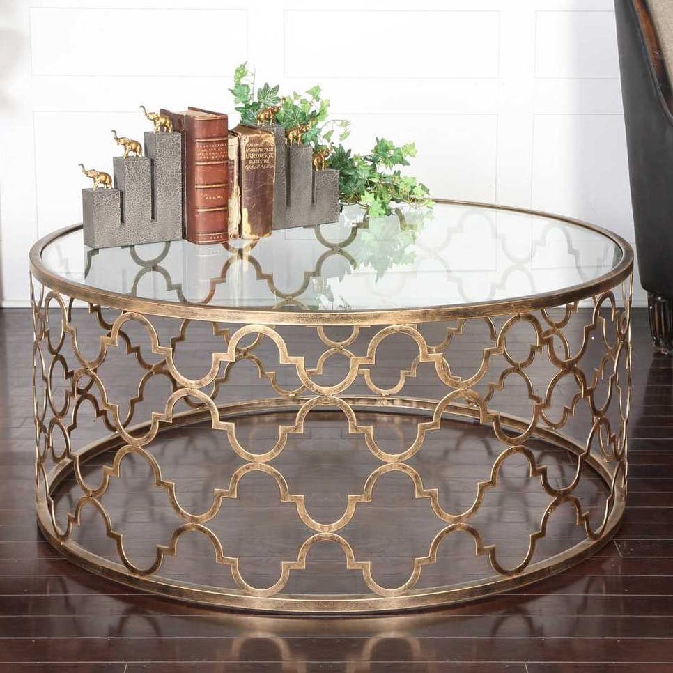 Steel Center Table, 80×80×45 cm - Gold