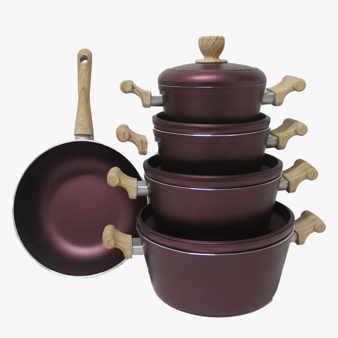 AAOne Titanium Pot Set, 9 Pieces - Purple