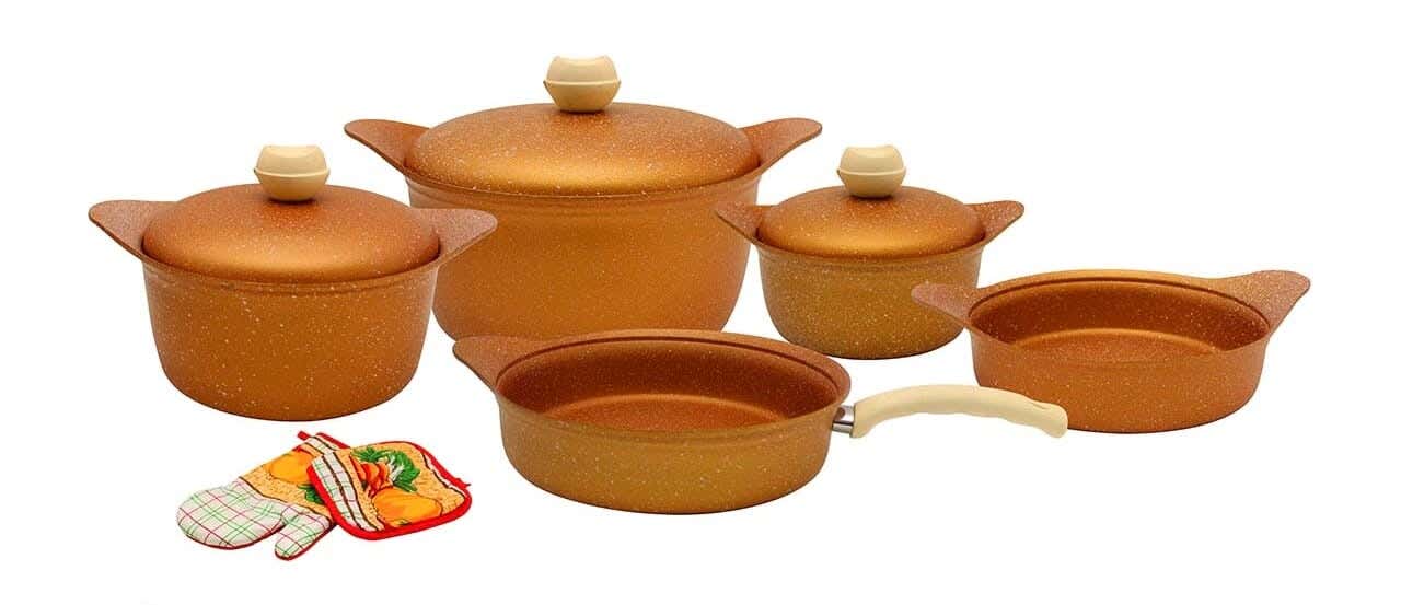 AAOne Granite Pot Set, 10 Pieces - Brown
