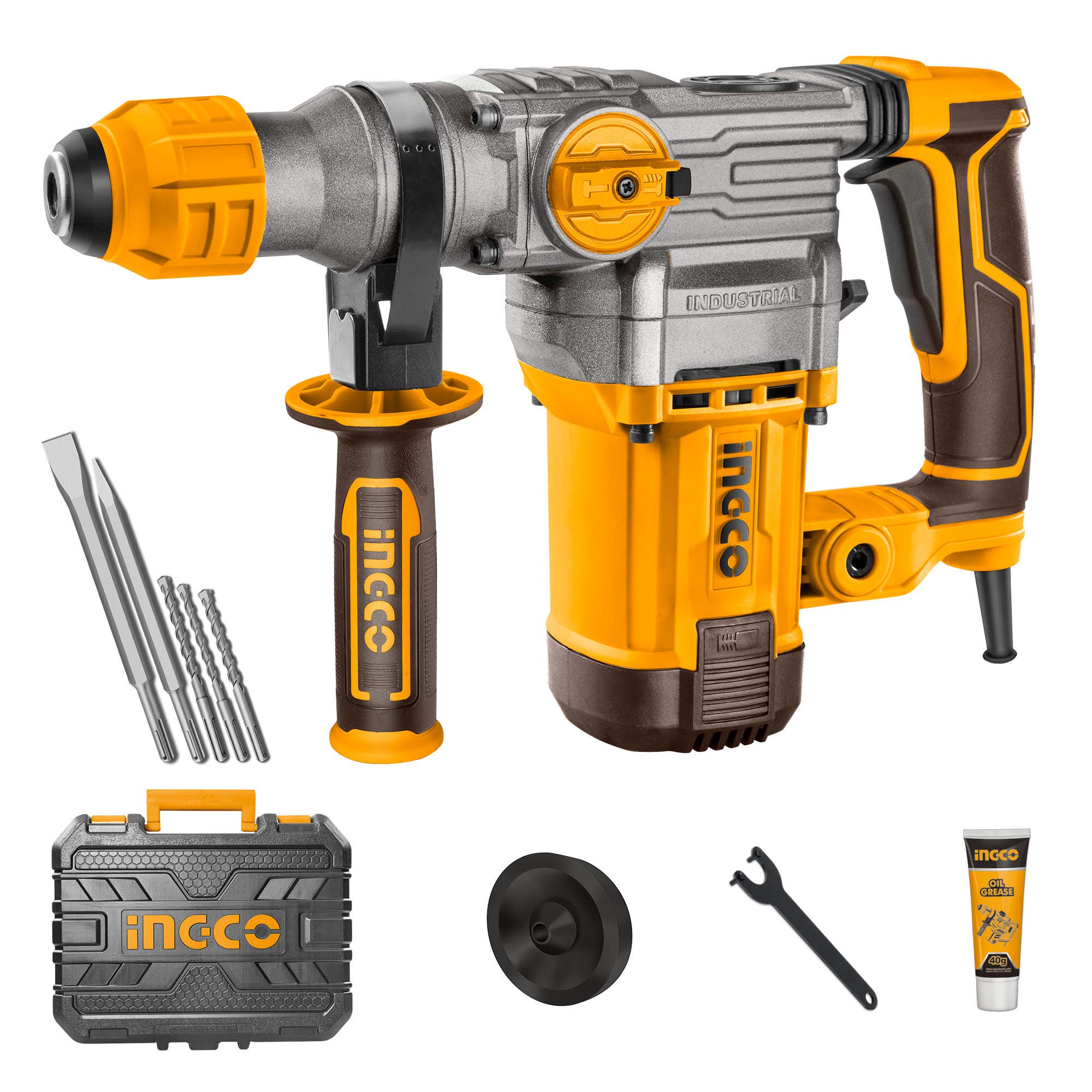 Ingco Rh150038 Hilti Rotary Hammer, 1500 Watt - Yellow Black