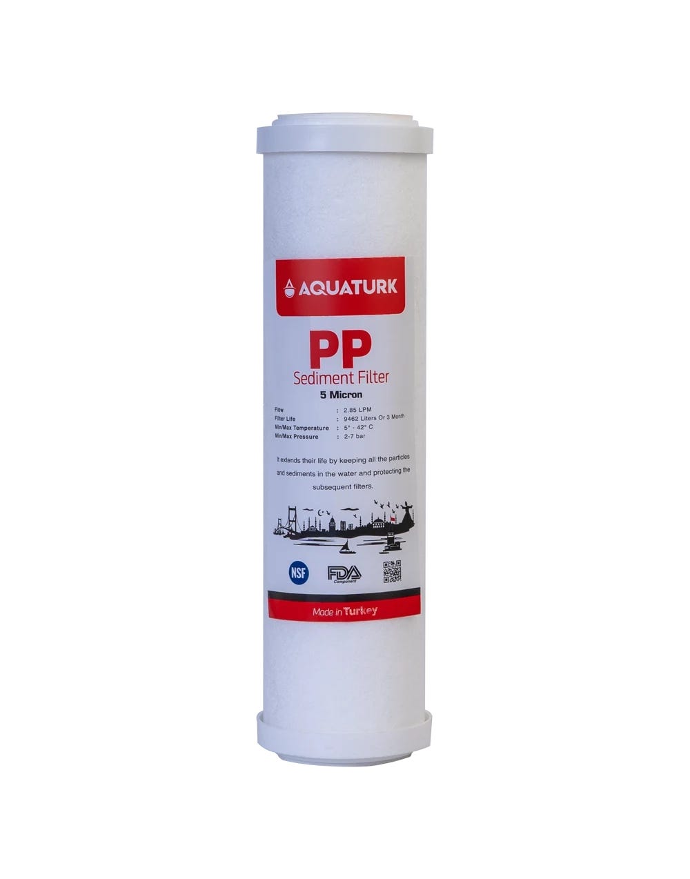Aquaturk (PP) Water Filter Cartridge, 1st Stage - White