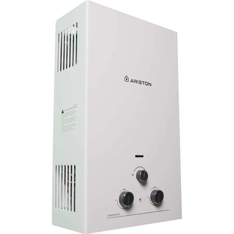 Ariston Gas Water Heater, 10 Liters, with Chimney, SPEED EVO 10 NG - White
