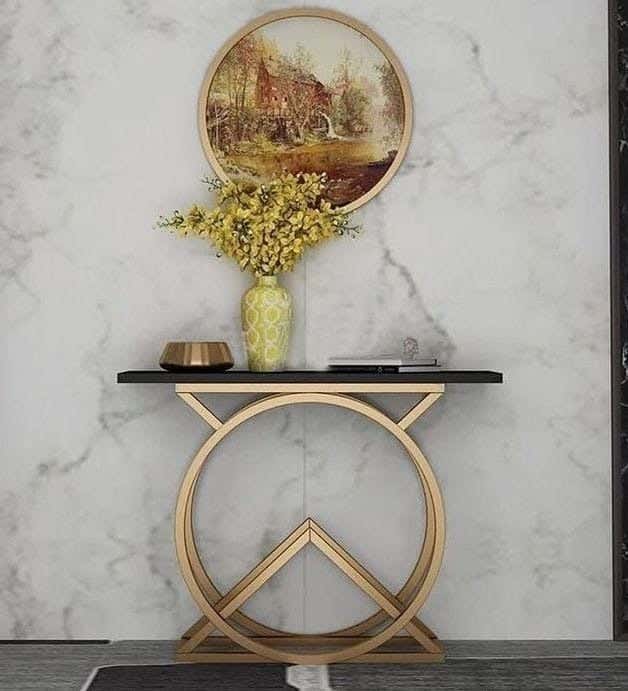 Metal Console Table, Mdf Wood Surface, Electrostatic Paint, 90 × 140 × 40 cm - Gold