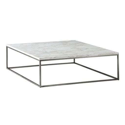 Metal Center Table, Marble Top, Electrostatic Coating, 90 × 90 × 45 cm - White