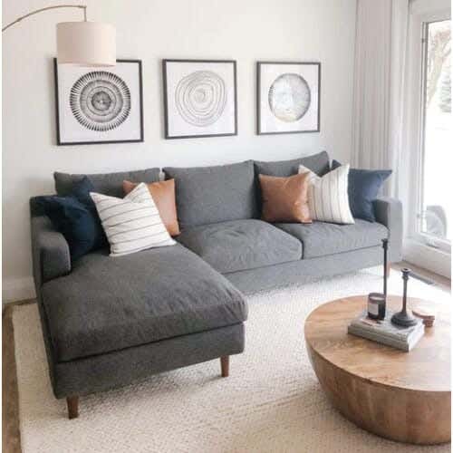Modern L-Shape Beech Wood Sofa, 250X80X75X180 Cm - Dark Gray