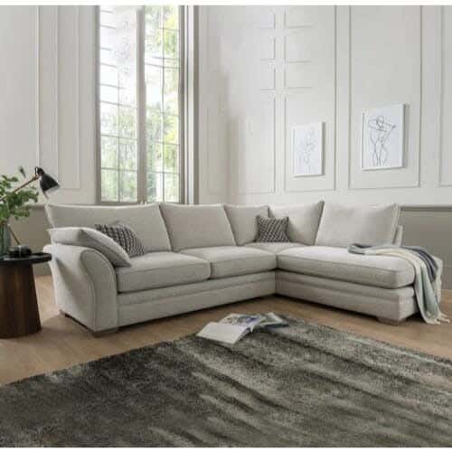 Modern L-Shape Beech Wood Sofa, 300X80X75X180 Cm - Beige