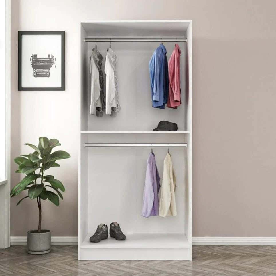 MDF Wood Open Wardrobe, 90x52x190 Cm - White