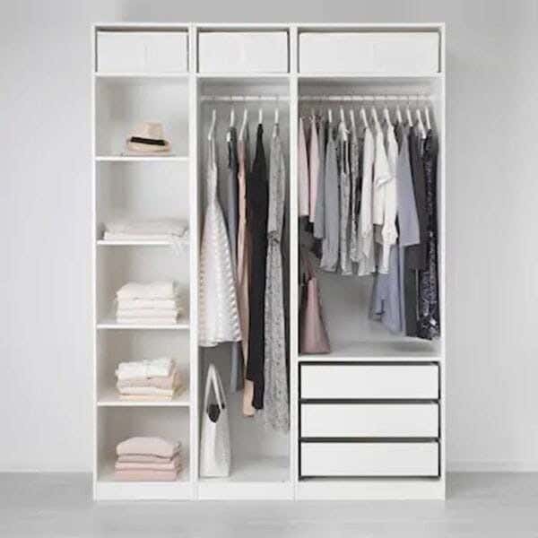 MDF Wood Open Wardrobe, 120x50x200 Cm - White