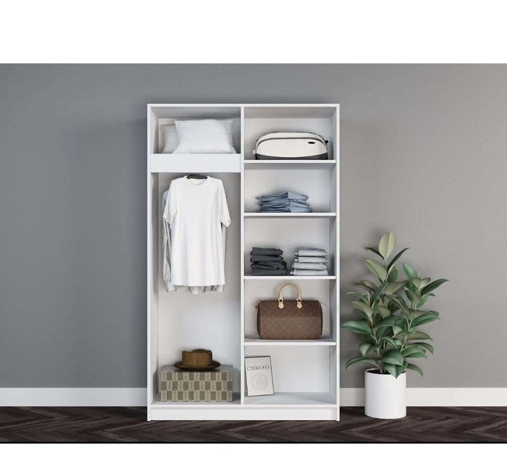 MDF Wood Open Wardrobe, 120x40x180 Cm - White