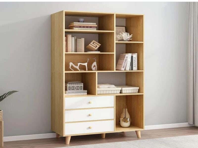 Mdf Wood Bookcase, 40 X 90 X 170 Cm - Light Brown