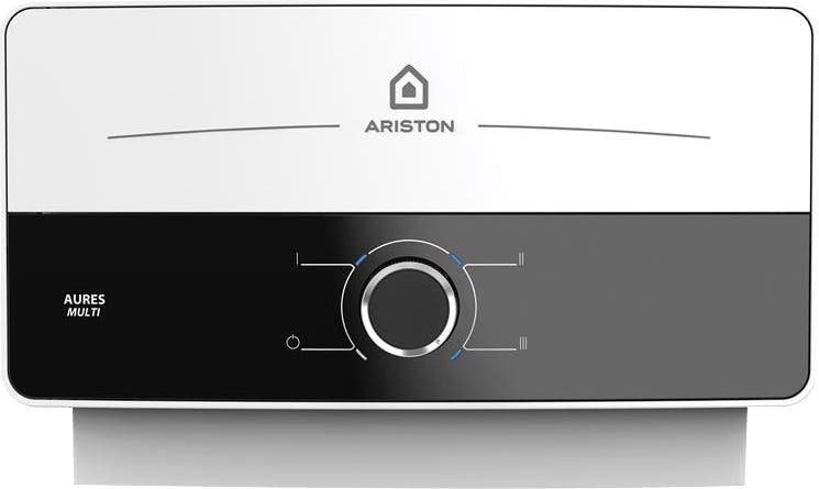Ariston AURESM7EU Instant Water Heater, 7 kw, Safe Design - Black White