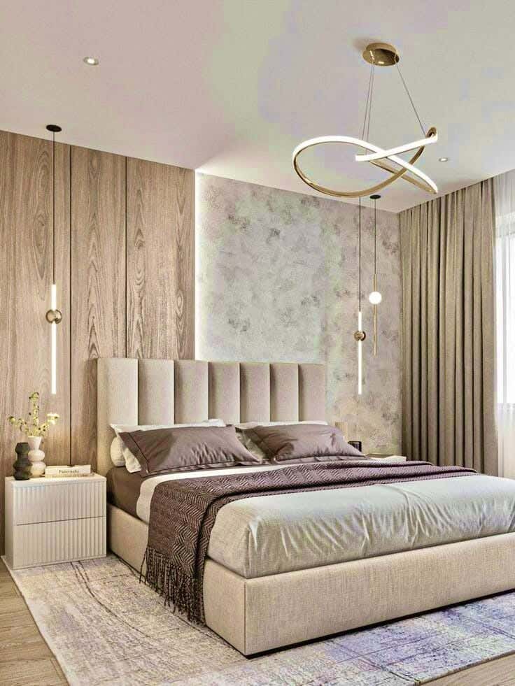Muski Wood + Mdf Bed With Hammer Velvet Fabric, 120×160×200 Cm - Medium Beige